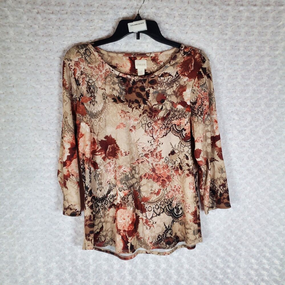 Chico's Floral Print Top Size M